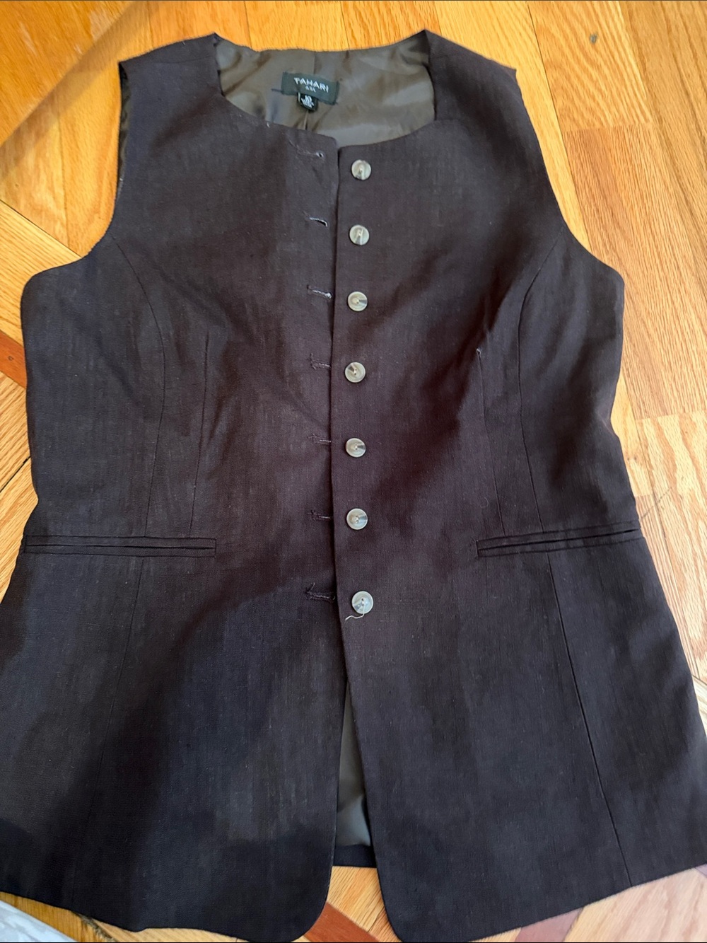 Tahari Black Tailored Button-Front Vest